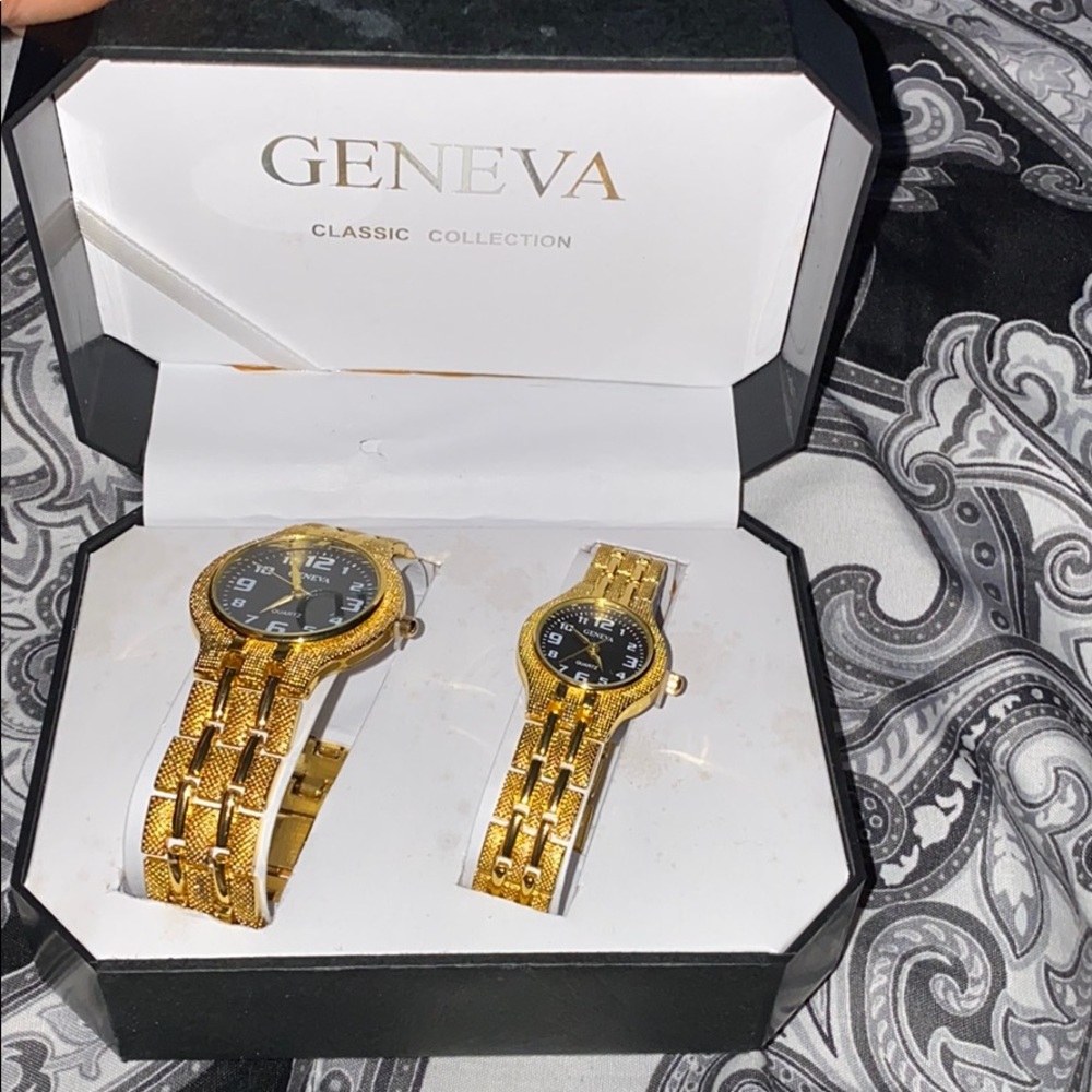 geneva classic collection gold watch set